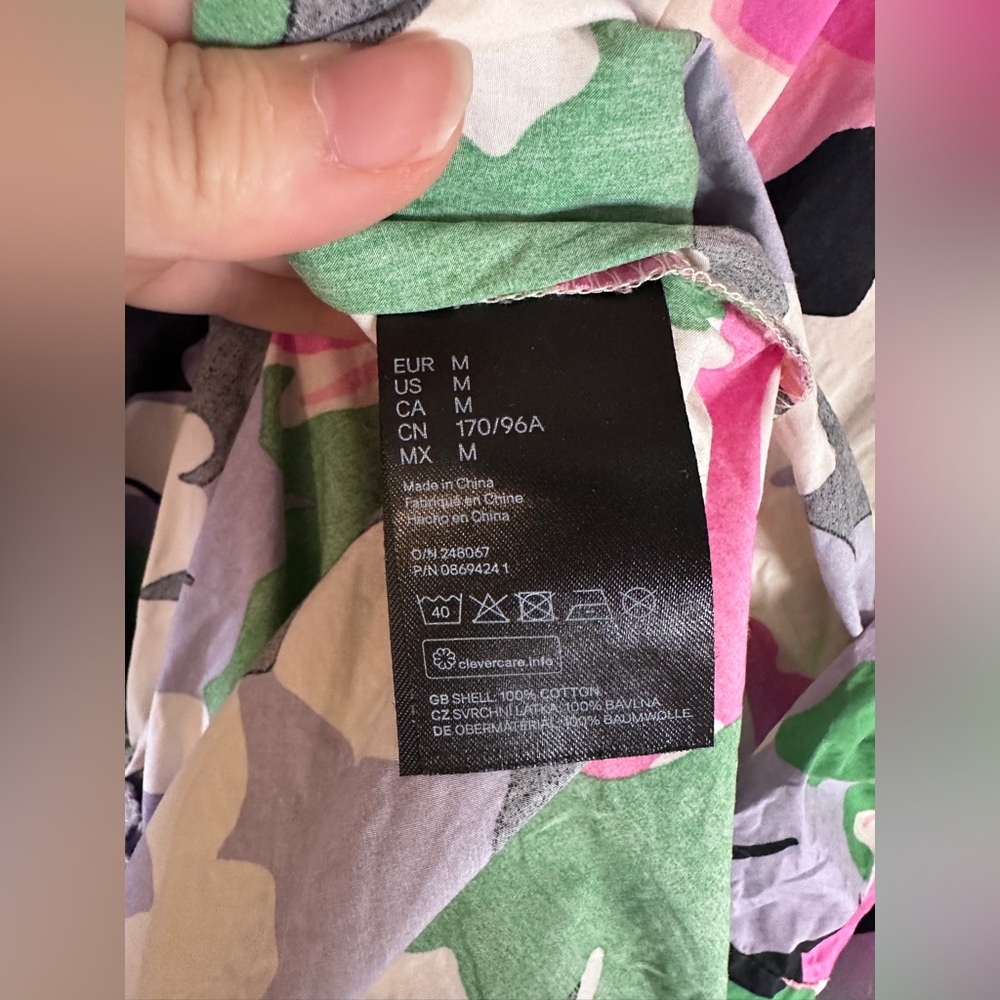 H&M 100% Cotton Kaftan Dress multicolor floral oversized size medium - Picture 10 of 11